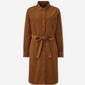 Brown Corduroy, long sleeve shirt dress by Uniqlo